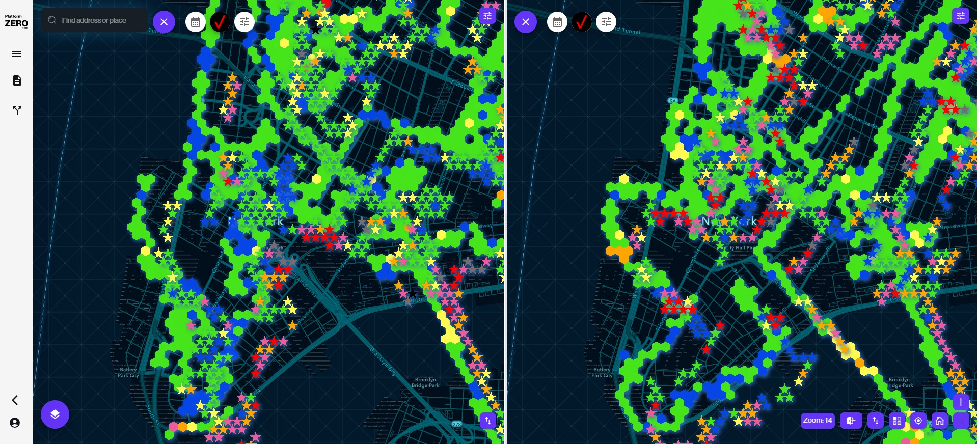 Geoswipe drag-to-compare interface