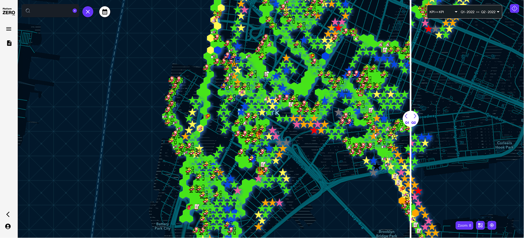 Geoswipe drag-to-compare interface